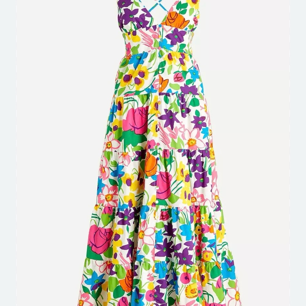 Size  M Crew Floral Cotton-poplin button-up dress in vibrant garden  AV093